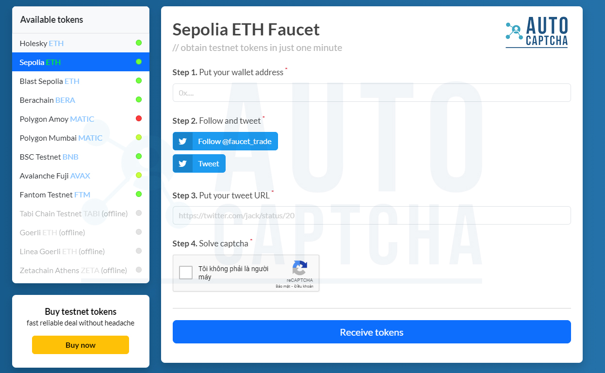 Giải reCatpcha v2 trên faucet.trade Giải reCatpcha v2 trên faucet.trade