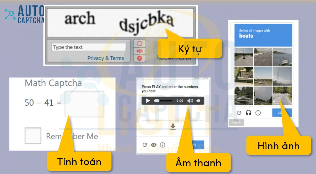 Các loại giải captcha phổ biến tại Autocaptcha Các loại giải captcha phổ biến tại Autocaptcha