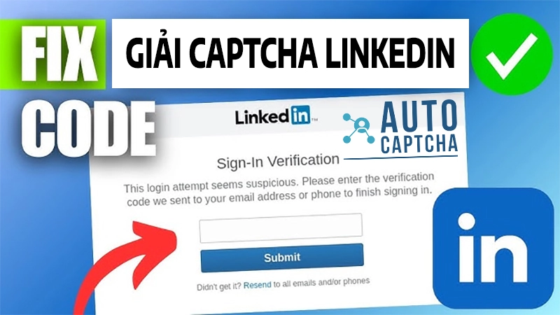 Giải reCAPTCHA v2 LinkedIn nhanh chóng với Autocaptcha.pro